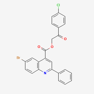 molecular formula C24H15BrClNO3 B12464104 2-(4-Chlorophenyl)-2-oxoethyl 6-bromo-2-phenylquinoline-4-carboxylate 