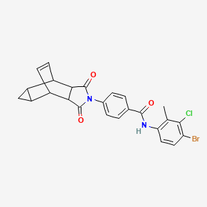 molecular formula C25H20BrClN2O3 B12464140 N-(4-bromo-3-chloro-2-methylphenyl)-4-(1,3-dioxooctahydro-4,6-ethenocyclopropa[f]isoindol-2(1H)-yl)benzamide 