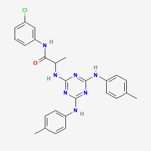 molecular formula C26H26ClN7O B12464202 N~2~-{4,6-bis[(4-methylphenyl)amino]-1,3,5-triazin-2-yl}-N-(3-chlorophenyl)alaninamide 