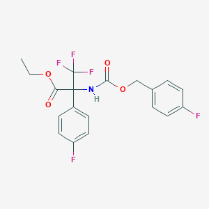 molecular formula C19H16F5NO4 B12464229 ethyl 3,3,3-trifluoro-N-{[(4-fluorobenzyl)oxy]carbonyl}-2-(4-fluorophenyl)alaninate 