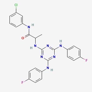 molecular formula C24H20ClF2N7O B12464264 N~2~-{4,6-bis[(4-fluorophenyl)amino]-1,3,5-triazin-2-yl}-N-(3-chlorophenyl)alaninamide 
