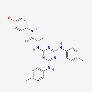 molecular formula C27H29N7O2 B12464323 N~2~-{4,6-bis[(4-methylphenyl)amino]-1,3,5-triazin-2-yl}-N-(4-methoxyphenyl)alaninamide 