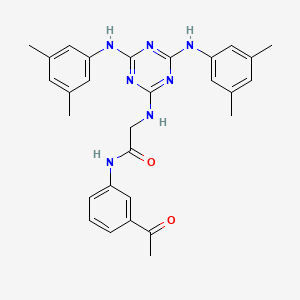 molecular formula C29H31N7O2 B12464367 N-(3-acetylphenyl)-N~2~-{4,6-bis[(3,5-dimethylphenyl)amino]-1,3,5-triazin-2-yl}glycinamide 