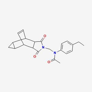 molecular formula C22H24N2O3 B12464379 N-[(1,3-dioxooctahydro-4,6-ethenocyclopropa[f]isoindol-2(1H)-yl)methyl]-N-(4-ethylphenyl)acetamide 