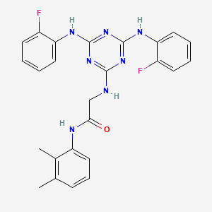 molecular formula C25H23F2N7O B12464478 N~2~-{4,6-bis[(2-fluorophenyl)amino]-1,3,5-triazin-2-yl}-N-(2,3-dimethylphenyl)glycinamide 
