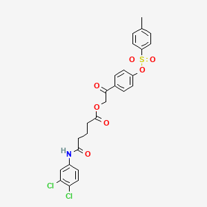 molecular formula C26H23Cl2NO7S B12464480 2-(4-{[(4-Methylphenyl)sulfonyl]oxy}phenyl)-2-oxoethyl 5-[(3,4-dichlorophenyl)amino]-5-oxopentanoate 