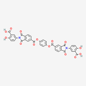 molecular formula C38H20N2O14 B12464553 3,3'-{benzene-1,4-diylbis[oxycarbonyl(1,3-dioxo-1,3-dihydro-2H-isoindole-5,2-diyl)]}bis(6-hydroxybenzoic acid) 