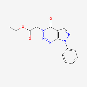 molecular formula C14H13N5O3 B12464570 ethyl (4-oxo-7-phenyl-4,7-dihydro-3H-pyrazolo[3,4-d][1,2,3]triazin-3-yl)acetate 