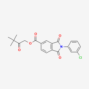 molecular formula C21H18ClNO5 B12464596 3,3-dimethyl-2-oxobutyl 2-(3-chlorophenyl)-1,3-dioxo-2,3-dihydro-1H-isoindole-5-carboxylate 