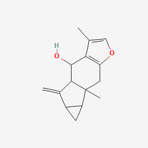 molecular formula C15H18O2 B12464649 4,9-Dimethyl-13-methylidene-6-oxatetracyclo[7.4.0.03,7.010,12]trideca-3(7),4-dien-2-ol 