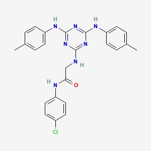 molecular formula C25H24ClN7O B12464742 N~2~-{4,6-bis[(4-methylphenyl)amino]-1,3,5-triazin-2-yl}-N-(4-chlorophenyl)glycinamide 