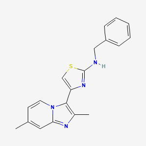 molecular formula C19H18N4S B12464760 N-benzyl-4-(2,7-dimethylimidazo[1,2-a]pyridin-3-yl)-1,3-thiazol-2-amine 