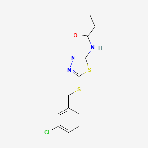 molecular formula C12H12ClN3OS2 B12464827 N-(5-((3-chlorobenzyl)thio)-1,3,4-thiadiazol-2-yl)propionamide 