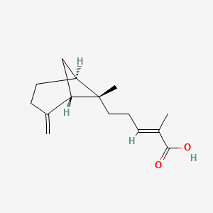 molecular formula C15H22O2 B1246485 (2E)-2-methyl-5-[(1S,5S,6S)-6-methyl-2-methylidenebicyclo[3.1.1]heptan-6-yl]pent-2-enoic acid 