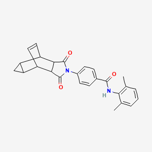 molecular formula C26H24N2O3 B12464855 N-(2,6-dimethylphenyl)-4-(1,3-dioxooctahydro-4,6-ethenocyclopropa[f]isoindol-2(1H)-yl)benzamide 