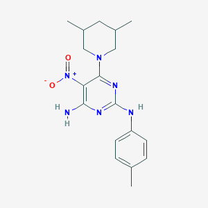 molecular formula C18H24N6O2 B12464893 6-(3,5-dimethylpiperidin-1-yl)-N~2~-(4-methylphenyl)-5-nitropyrimidine-2,4-diamine 