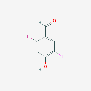molecular formula C7H4FIO2 B12464975 2-Fluoro-4-hydroxy-5-iodobenzaldehyde 