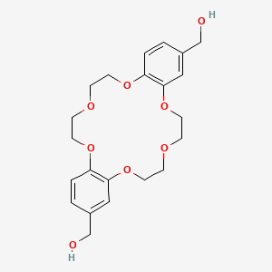 molecular formula C22H28O8 B12465008 6,7,9,10,17,18,20,21-Octahydrodibenzo[b,k][1,4,7,10,13,16]hexaoxacyclooctadecine-2,14-diyldimethanol 
