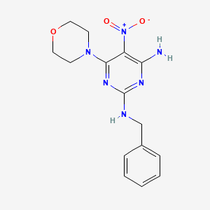 molecular formula C15H18N6O3 B12465122 N~2~-benzyl-6-(morpholin-4-yl)-5-nitropyrimidine-2,4-diamine 