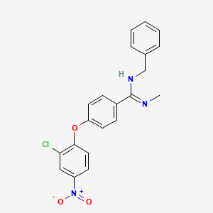 molecular formula C21H18ClN3O3 B12465127 N-benzyl-4-(2-chloro-4-nitrophenoxy)-N'-methylbenzenecarboximidamide 