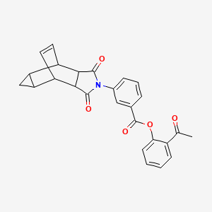 molecular formula C26H21NO5 B12465307 2-acetylphenyl 3-(1,3-dioxooctahydro-4,6-ethenocyclopropa[f]isoindol-2(1H)-yl)benzoate 