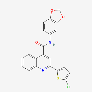 molecular formula C21H13ClN2O3S B12465308 N-(1,3-benzodioxol-5-yl)-2-(5-chlorothiophen-2-yl)quinoline-4-carboxamide 