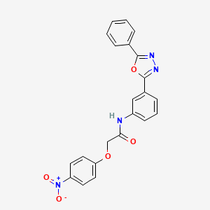 molecular formula C22H16N4O5 B12465334 2-(4-nitrophenoxy)-N-[3-(5-phenyl-1,3,4-oxadiazol-2-yl)phenyl]acetamide 