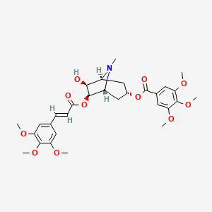 molecular formula C30H37NO11 B1246537 [(1R,3S,5S,6S,7R)-6-hydroxy-8-methyl-7-[(E)-3-(3,4,5-trimethoxyphenyl)prop-2-enoyl]oxy-8-azabicyclo[3.2.1]octan-3-yl] 3,4,5-trimethoxybenzoate 
