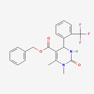 molecular formula C21H19F3N2O3 B12465409 Benzyl 1,6-dimethyl-2-oxo-4-[2-(trifluoromethyl)phenyl]-1,2,3,4-tetrahydropyrimidine-5-carboxylate 