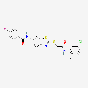 molecular formula C23H17ClFN3O2S2 B12465441 N-[2-({2-[(5-chloro-2-methylphenyl)amino]-2-oxoethyl}sulfanyl)-1,3-benzothiazol-6-yl]-4-fluorobenzamide 