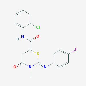 molecular formula C18H15ClIN3O2S B12465577 (2Z)-N-(2-chlorophenyl)-2-[(4-iodophenyl)imino]-3-methyl-4-oxo-1,3-thiazinane-6-carboxamide 
