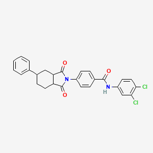 molecular formula C27H22Cl2N2O3 B12465666 N-(3,4-dichlorophenyl)-4-(1,3-dioxo-5-phenyloctahydro-2H-isoindol-2-yl)benzamide 