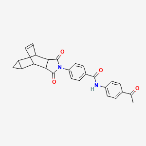 molecular formula C26H22N2O4 B12465676 N-(4-acetylphenyl)-4-(1,3-dioxooctahydro-4,6-ethenocyclopropa[f]isoindol-2(1H)-yl)benzamide 