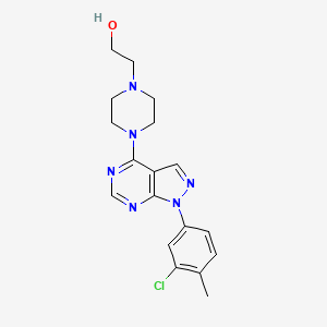 molecular formula C18H21ClN6O B12465697 2-{4-[1-(3-chloro-4-methylphenyl)-1H-pyrazolo[3,4-d]pyrimidin-4-yl]piperazin-1-yl}ethanol 