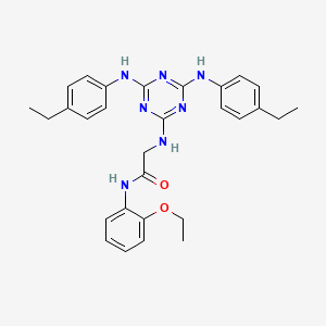 molecular formula C29H33N7O2 B12465772 N~2~-{4,6-bis[(4-ethylphenyl)amino]-1,3,5-triazin-2-yl}-N-(2-ethoxyphenyl)glycinamide 