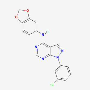 molecular formula C18H12ClN5O2 B12465867 N-(1,3-benzodioxol-5-yl)-1-(3-chlorophenyl)-1H-pyrazolo[3,4-d]pyrimidin-4-amine 