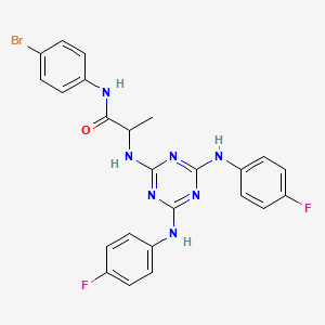 molecular formula C24H20BrF2N7O B12465875 N~2~-{4,6-bis[(4-fluorophenyl)amino]-1,3,5-triazin-2-yl}-N-(4-bromophenyl)alaninamide 