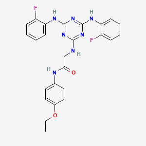 molecular formula C25H23F2N7O2 B12465986 N~2~-{4,6-bis[(2-fluorophenyl)amino]-1,3,5-triazin-2-yl}-N-(4-ethoxyphenyl)glycinamide 