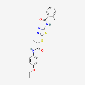 molecular formula C21H22N4O3S2 B12465990 N-[5-({1-[(4-ethoxyphenyl)amino]-1-oxopropan-2-yl}sulfanyl)-1,3,4-thiadiazol-2-yl]-2-methylbenzamide 