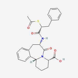 molecular formula C26H28N2O5S B1246606 (4S,7S,12Br)-7-[[(2R)-2-acetylsulfanyl-3-phenylpropanoyl]amino]-6-oxo-2,3,4,7,8,12b-hexahydro-1H-pyrido[2,1-a][2]benzazepine-4-carboxylic acid 