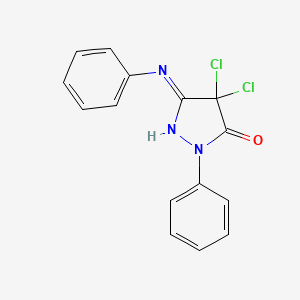 molecular formula C15H11Cl2N3O B12466085 4,4-dichloro-2-phenyl-5-(phenylamino)-2,4-dihydro-3H-pyrazol-3-one 