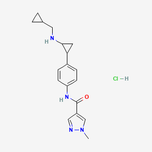 molecular formula C18H23ClN4O B12466122 N-(4-{2-[(cyclopropylmethyl)amino]cyclopropyl}phenyl)-1-methylpyrazole-4-carboxamide hydrochloride 