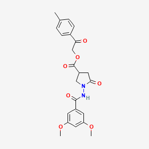 molecular formula C23H24N2O7 B12466216 2-(4-Methylphenyl)-2-oxoethyl 1-{[(3,5-dimethoxyphenyl)carbonyl]amino}-5-oxopyrrolidine-3-carboxylate 