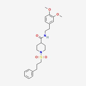 molecular formula C25H34N2O5S B12466233 N-[2-(3,4-dimethoxyphenyl)ethyl]-1-[(3-phenylpropyl)sulfonyl]piperidine-4-carboxamide 