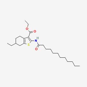 molecular formula C25H41NO3S B12466290 Ethyl 2-(dodecanoylamino)-6-ethyl-4,5,6,7-tetrahydro-1-benzothiophene-3-carboxylate 