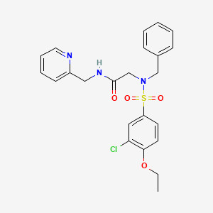 molecular formula C23H24ClN3O4S B12466417 N~2~-benzyl-N~2~-[(3-chloro-4-ethoxyphenyl)sulfonyl]-N-(pyridin-2-ylmethyl)glycinamide 