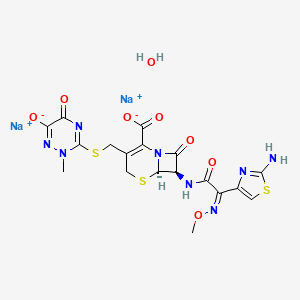 disodium;(6R,7R)-7-[[(2Z)-2-(2-amino-1,3-thiazol-4-yl)-2-methoxyiminoacetyl]amino]-3-[(2-methyl-6-oxido-5-oxo-1,2,4-triazin-3-yl)sulfanylmethyl]-8-oxo-5-thia-1-azabicyclo[4.2.0]oct-2-ene-2-carboxylate;hydrate