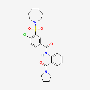 molecular formula C24H28ClN3O4S B12466471 3-(azepan-1-ylsulfonyl)-4-chloro-N-[2-(pyrrolidin-1-ylcarbonyl)phenyl]benzamide 