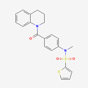 molecular formula C21H20N2O3S2 B12466526 N-[4-(3,4-dihydroquinolin-1(2H)-ylcarbonyl)phenyl]-N-methylthiophene-2-sulfonamide 