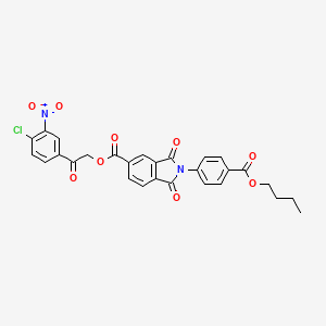 molecular formula C28H21ClN2O9 B12466569 2-(4-chloro-3-nitrophenyl)-2-oxoethyl 2-[4-(butoxycarbonyl)phenyl]-1,3-dioxo-2,3-dihydro-1H-isoindole-5-carboxylate 